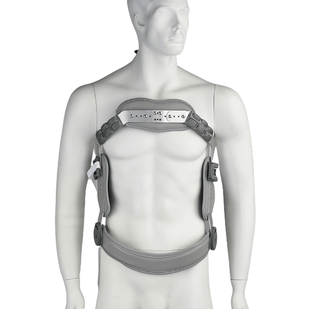 Three-point torso splint with sternal adjustment - height adjustable